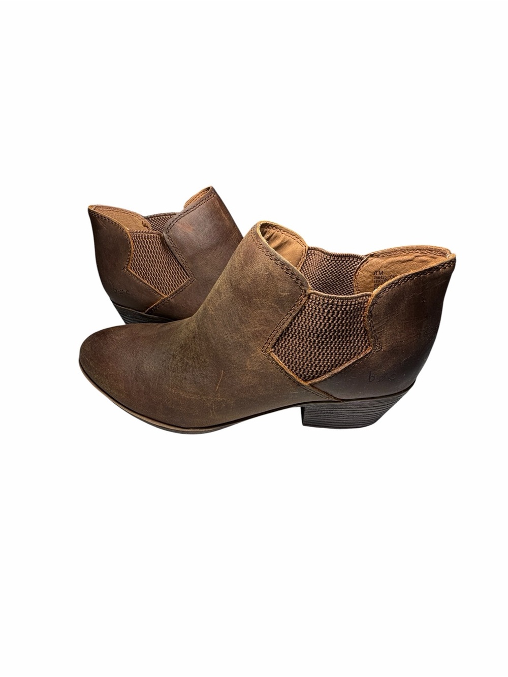B.O.C Brown Leather Western Ankle Booties - Womens 8